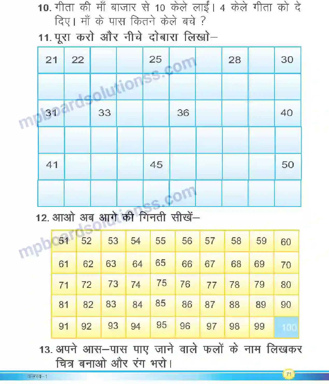 MP Board Book for Class 1 Hindi इकाई और दहाई Image 4