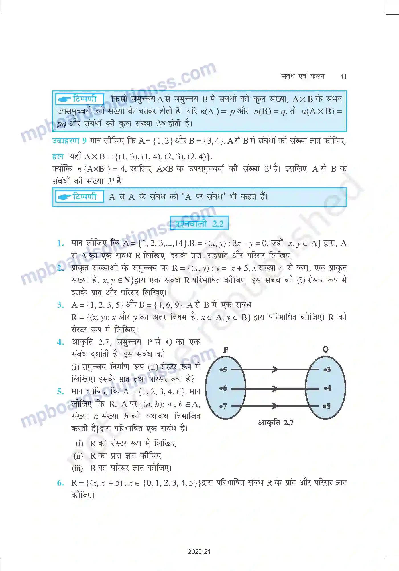 MP Board Book for Class 11 Mathematics संबंध एवं फलन Image 7