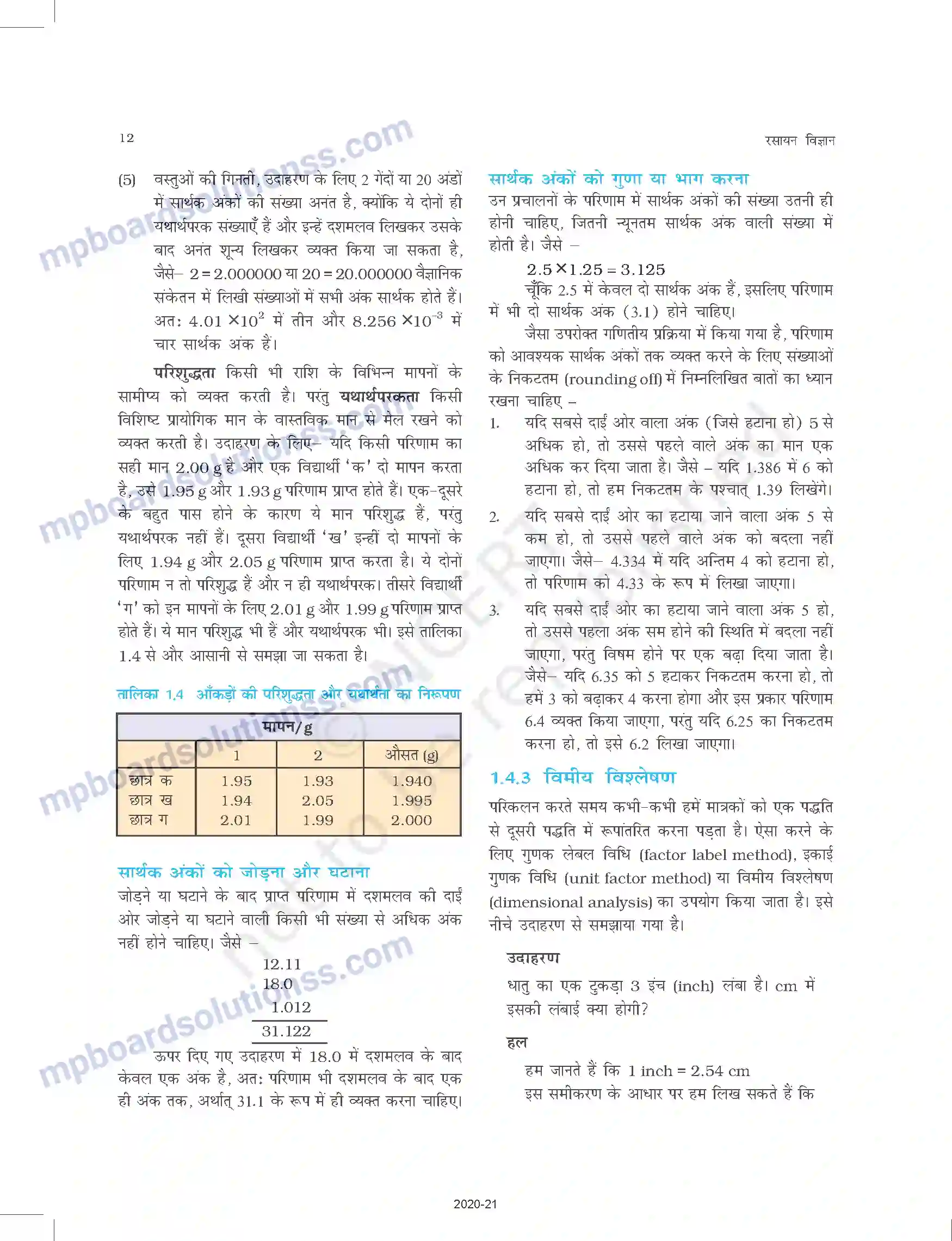 MP Board Book for Class 11 Chemistry रसायन विज्ञान की कुछ मूल अवधारणाए Image 12