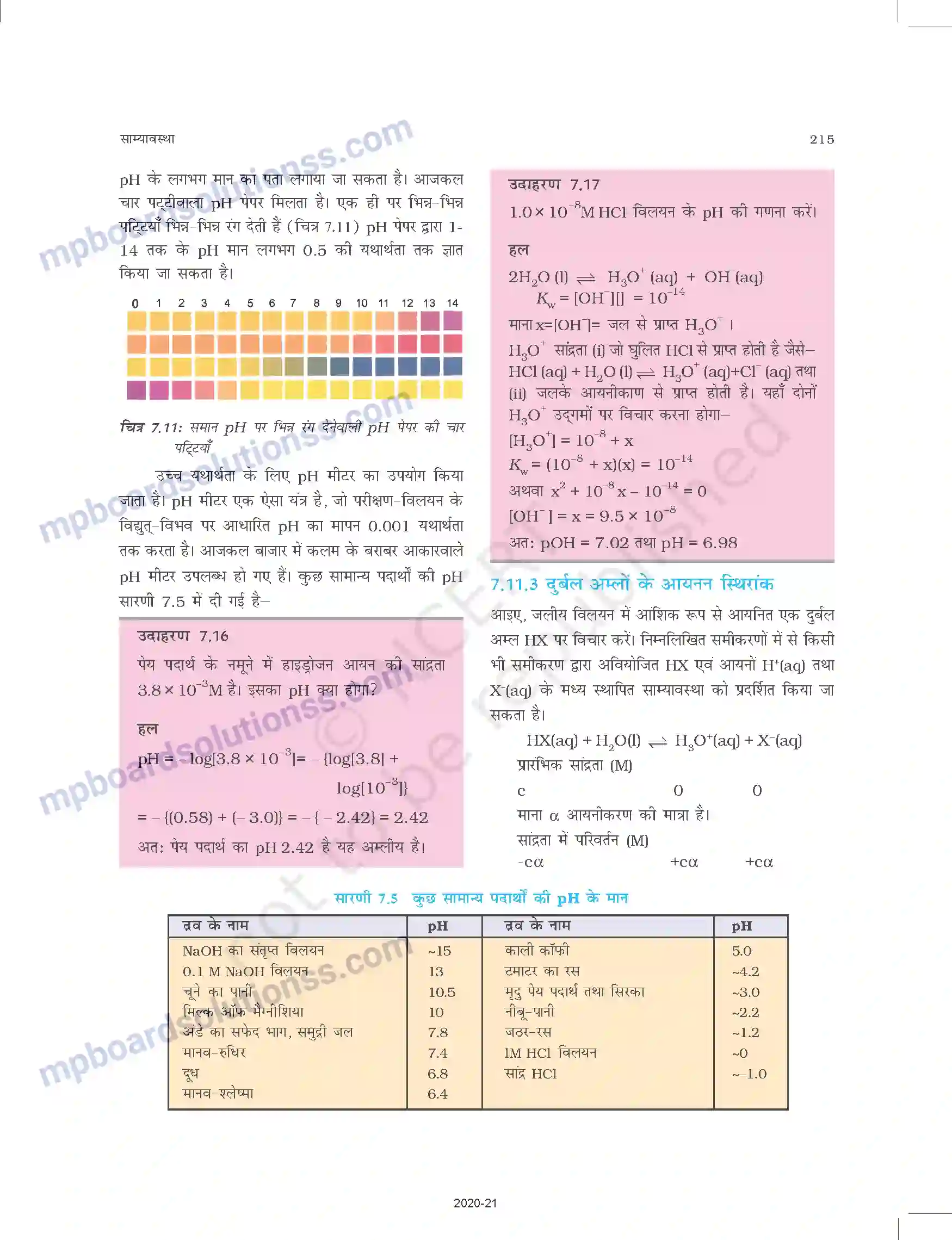 MP Board Book for Class 11 Chemistry साम्यावस्था Image 27