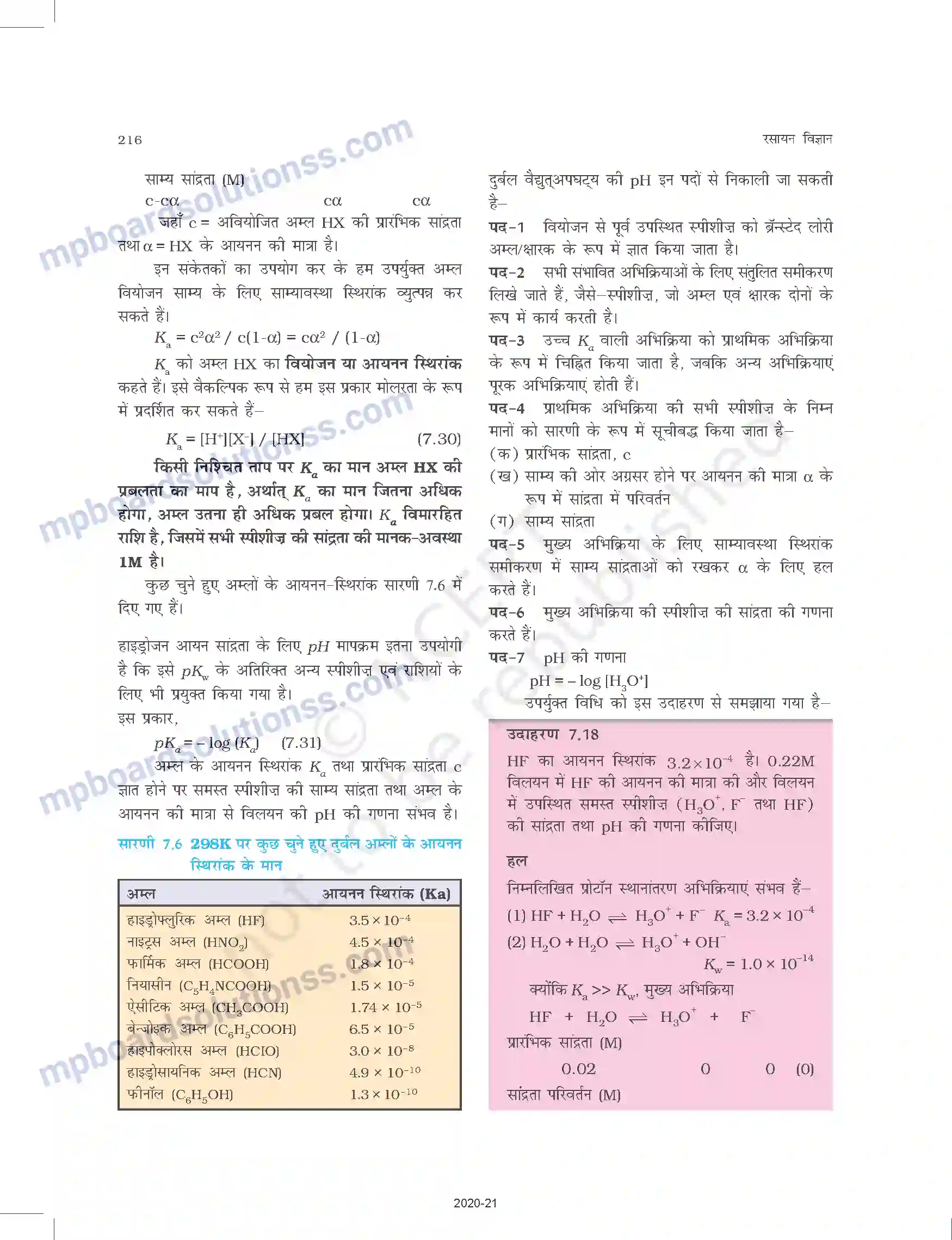 MP Board Book for Class 11 Chemistry साम्यावस्था Image 28
