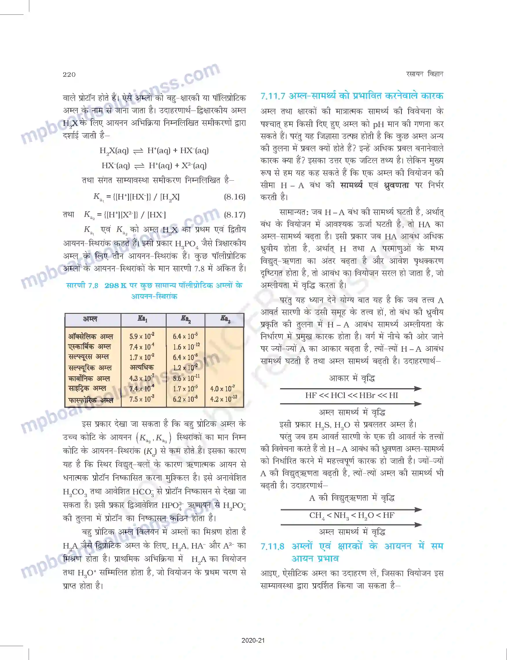 MP Board Book for Class 11 Chemistry साम्यावस्था Image 32