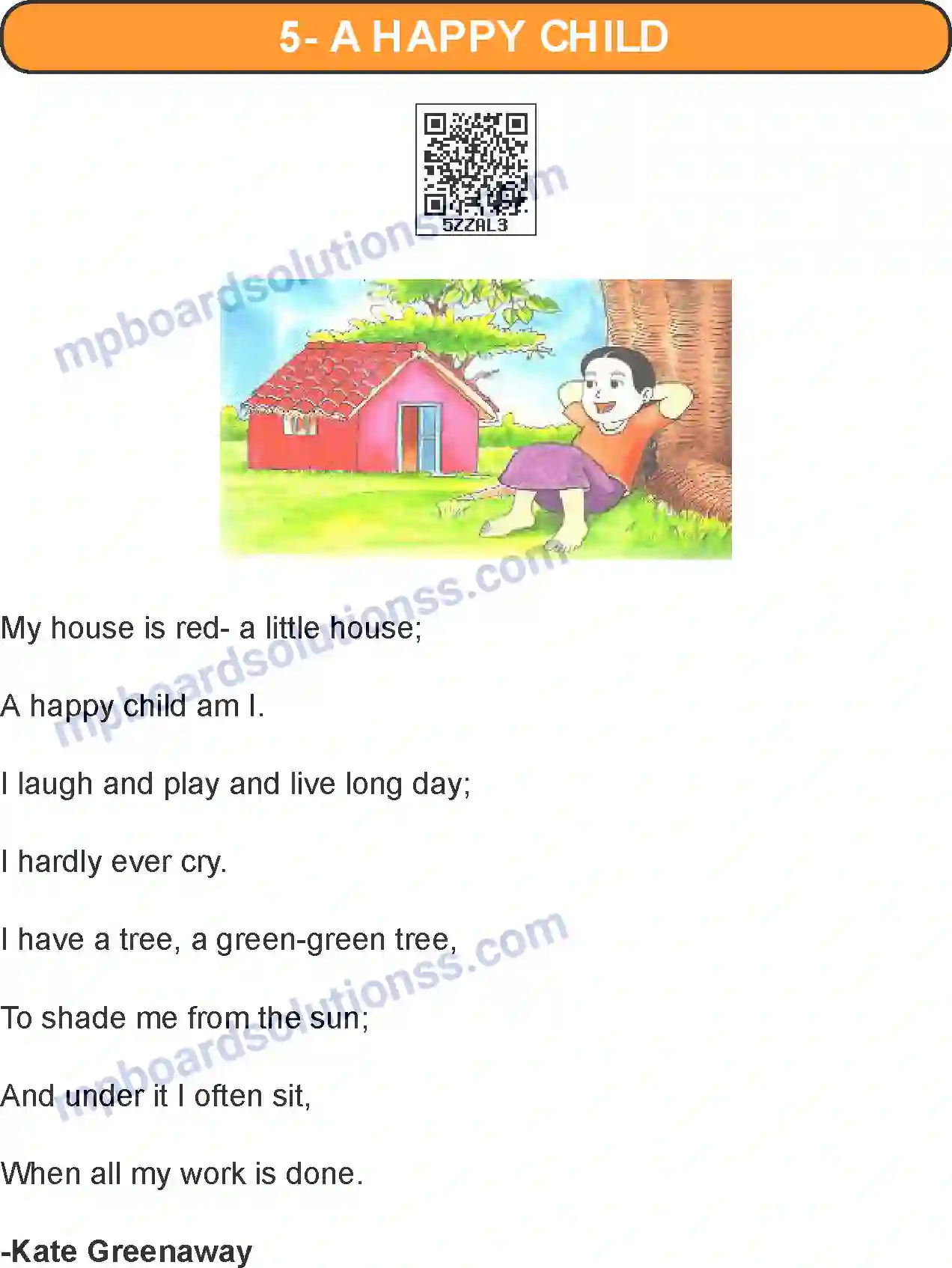 MP Board Book for Class 4 English A Happy Child Image 1