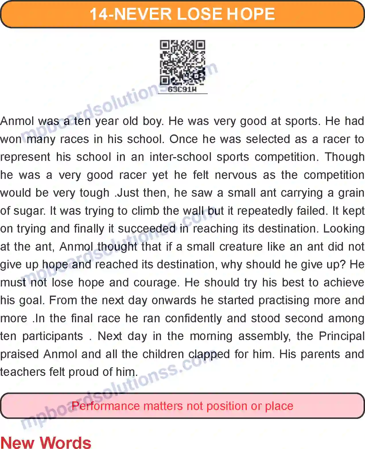 MP Board Book for Class 4 English Never Lose Hope Image 1