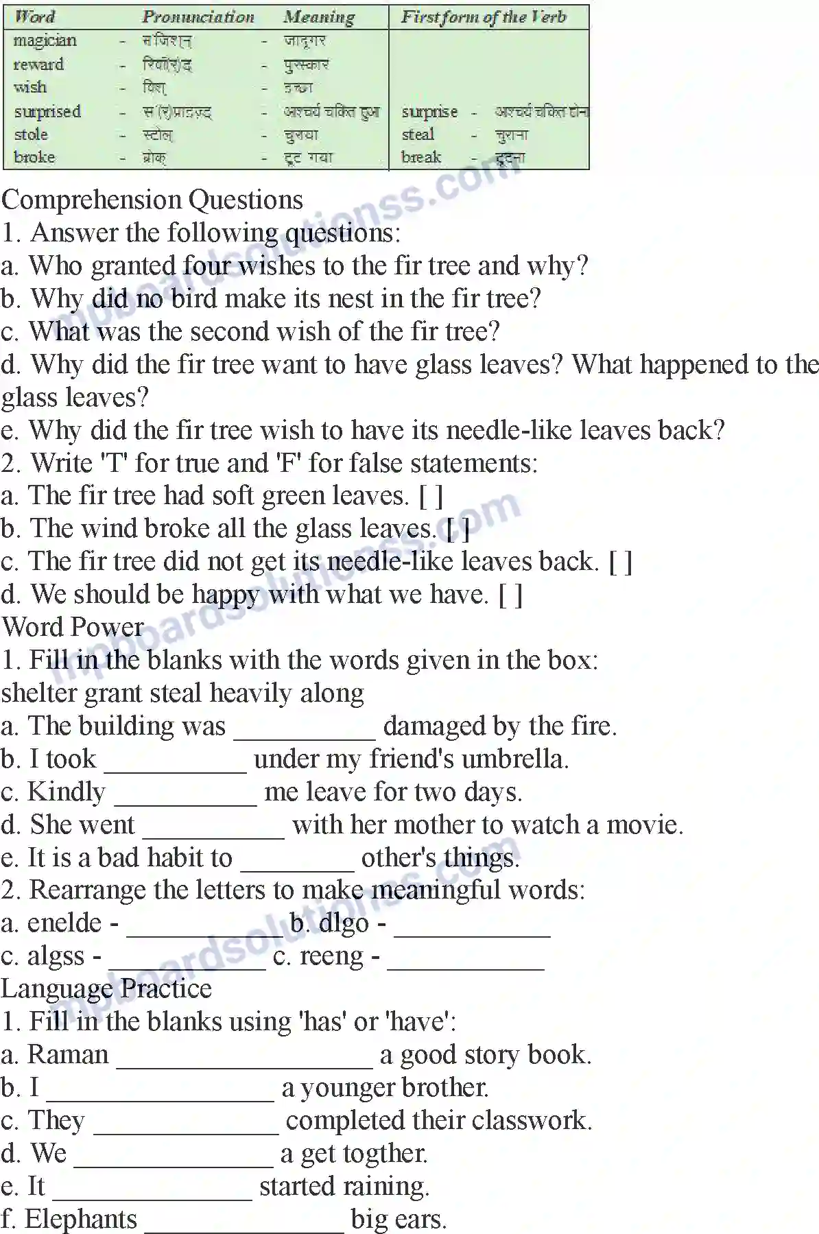 MP Board Book for Class 5 English The Little Fir Tree Image 2