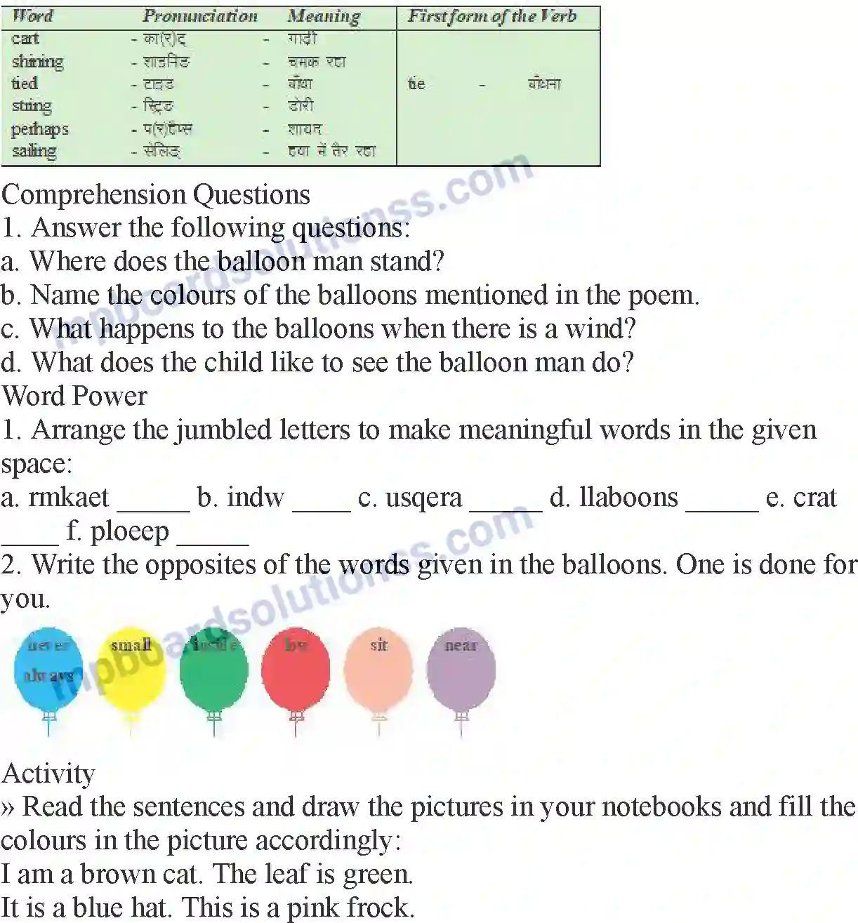 MP Board Book for Class 5 English The Balloon Man Image 2