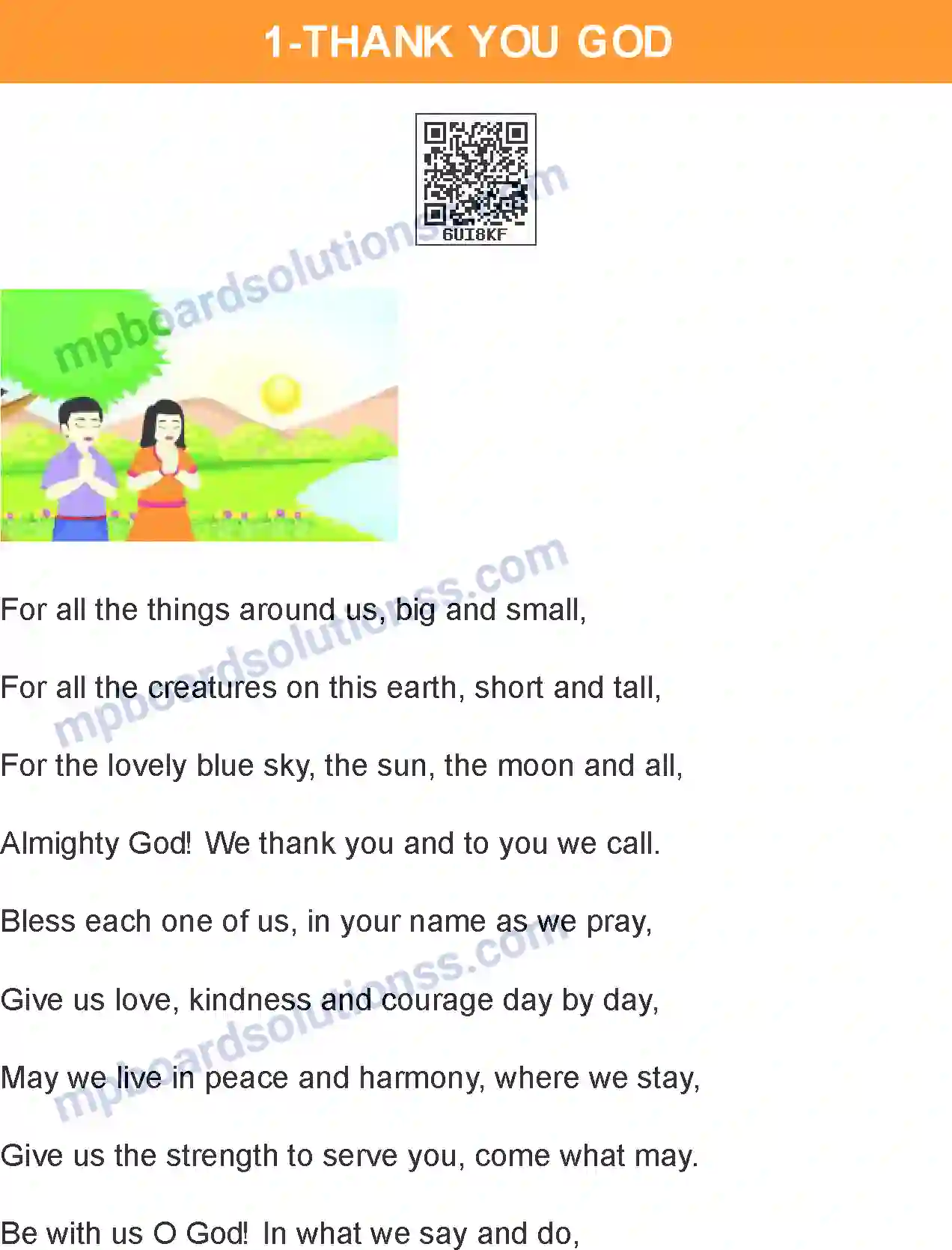MP Board Book for Class 7 English Thank You God Image 1