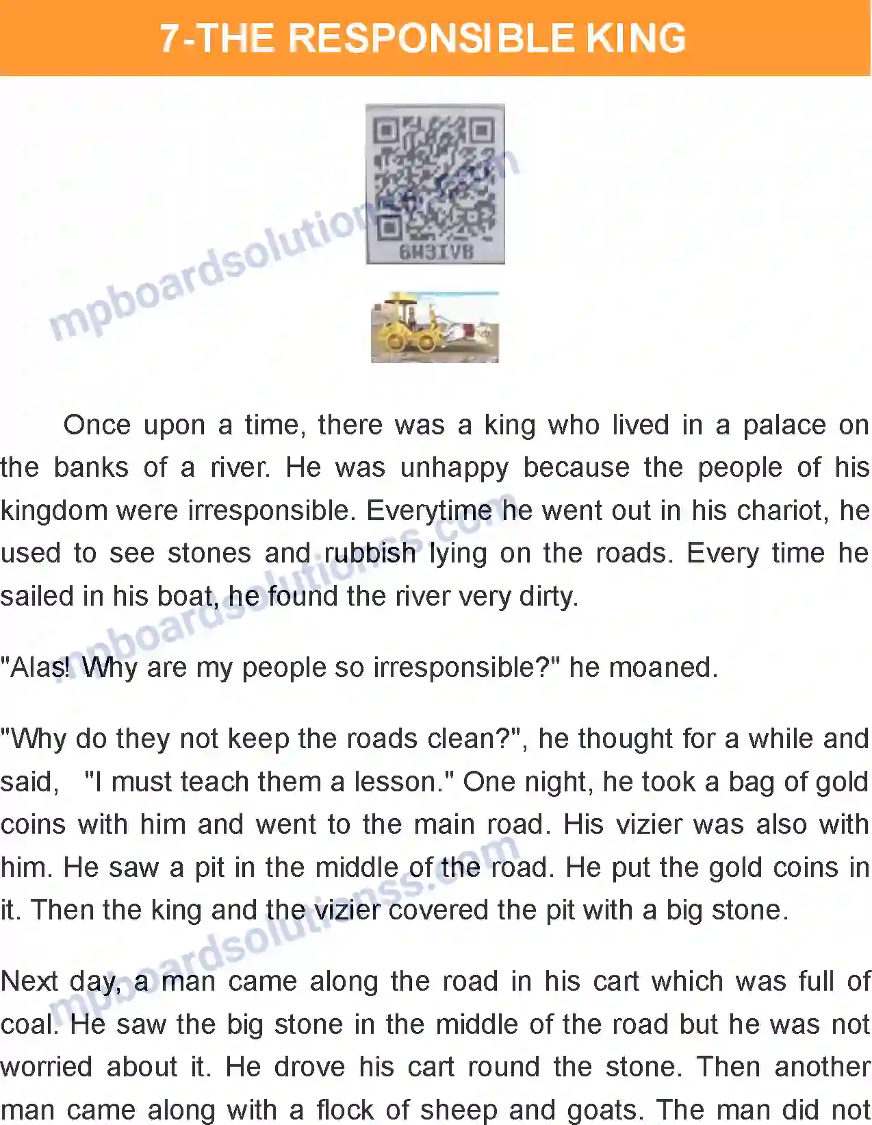 MP Board Book for Class 7 English The Responsible King Image 1