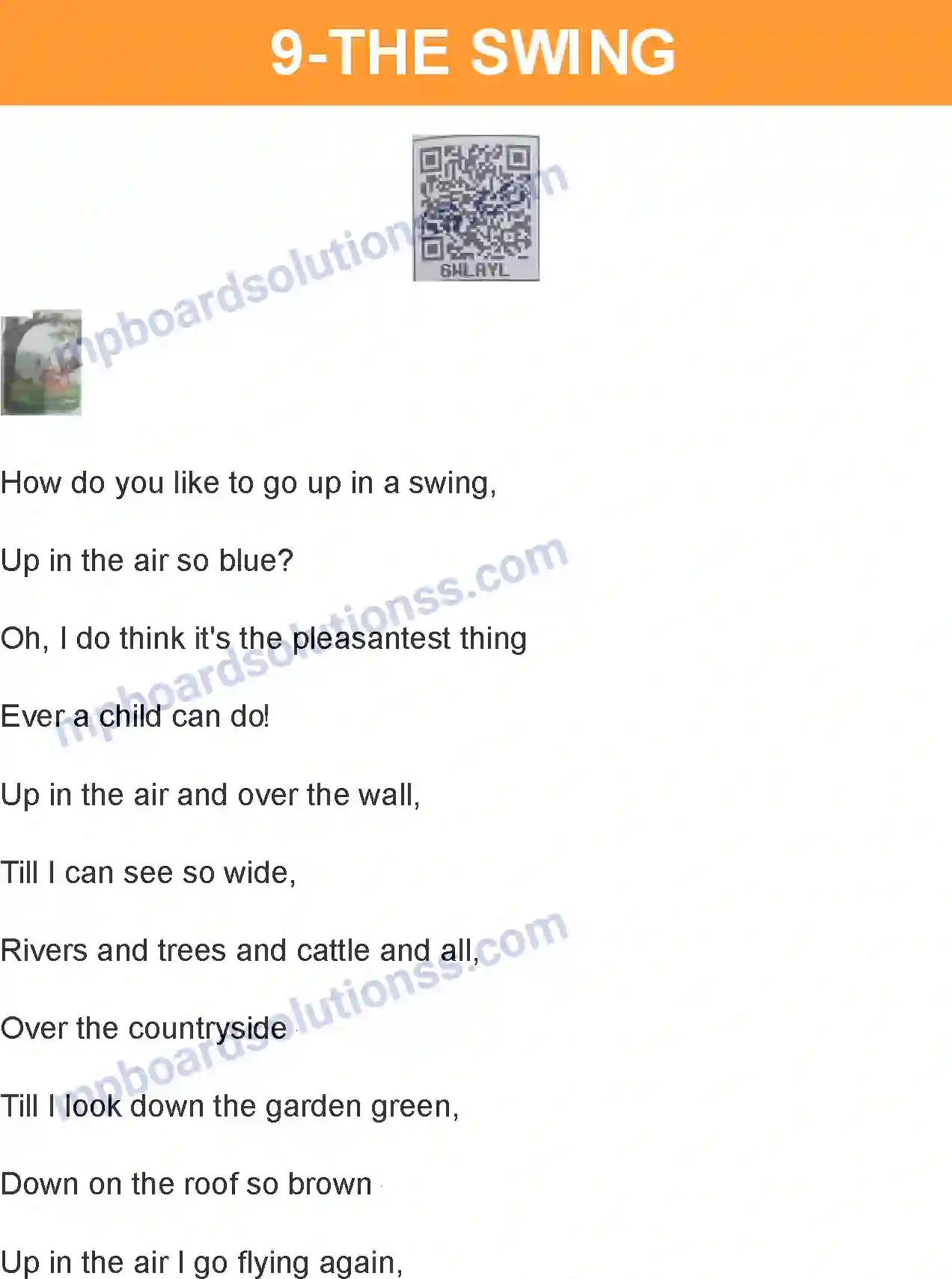 MP Board Book for Class 7 English The Swing Image 1