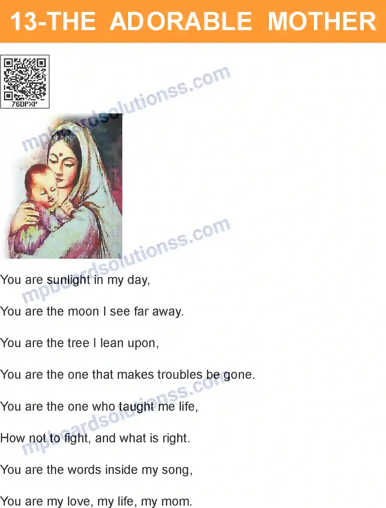 MP Board Book for Class 7 English The Adorable Mother Image 1