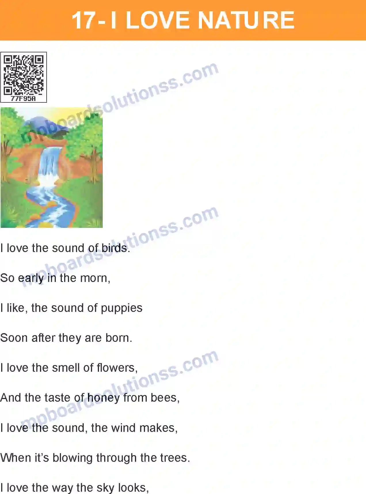 MP Board Book for Class 7 English I Love Nature Image 1