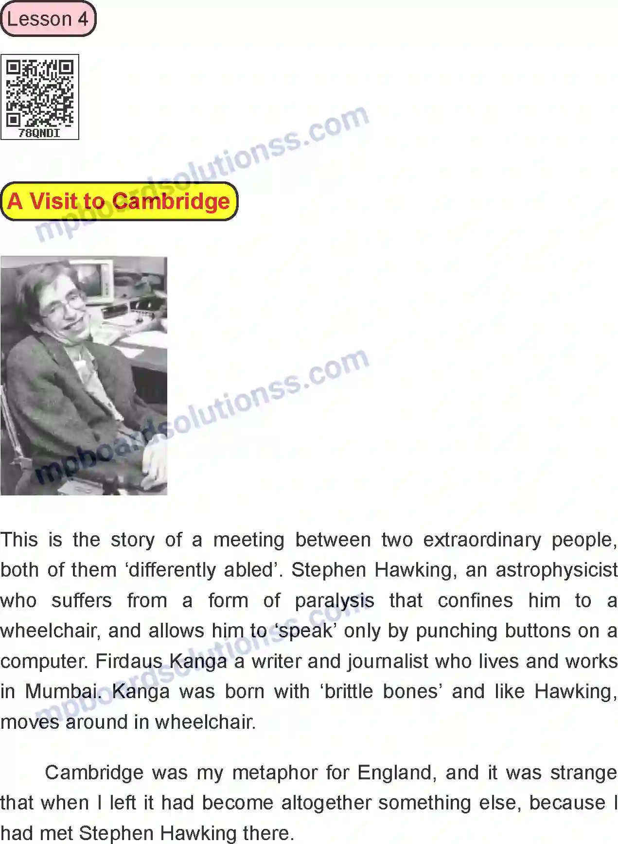 MP Board Book for Class 8 English A Visit to Cambridge Image 1