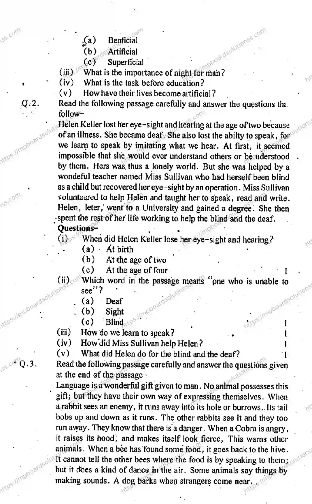 MP Board Class 10 English General-519395 Final Paper 2012 Image 2