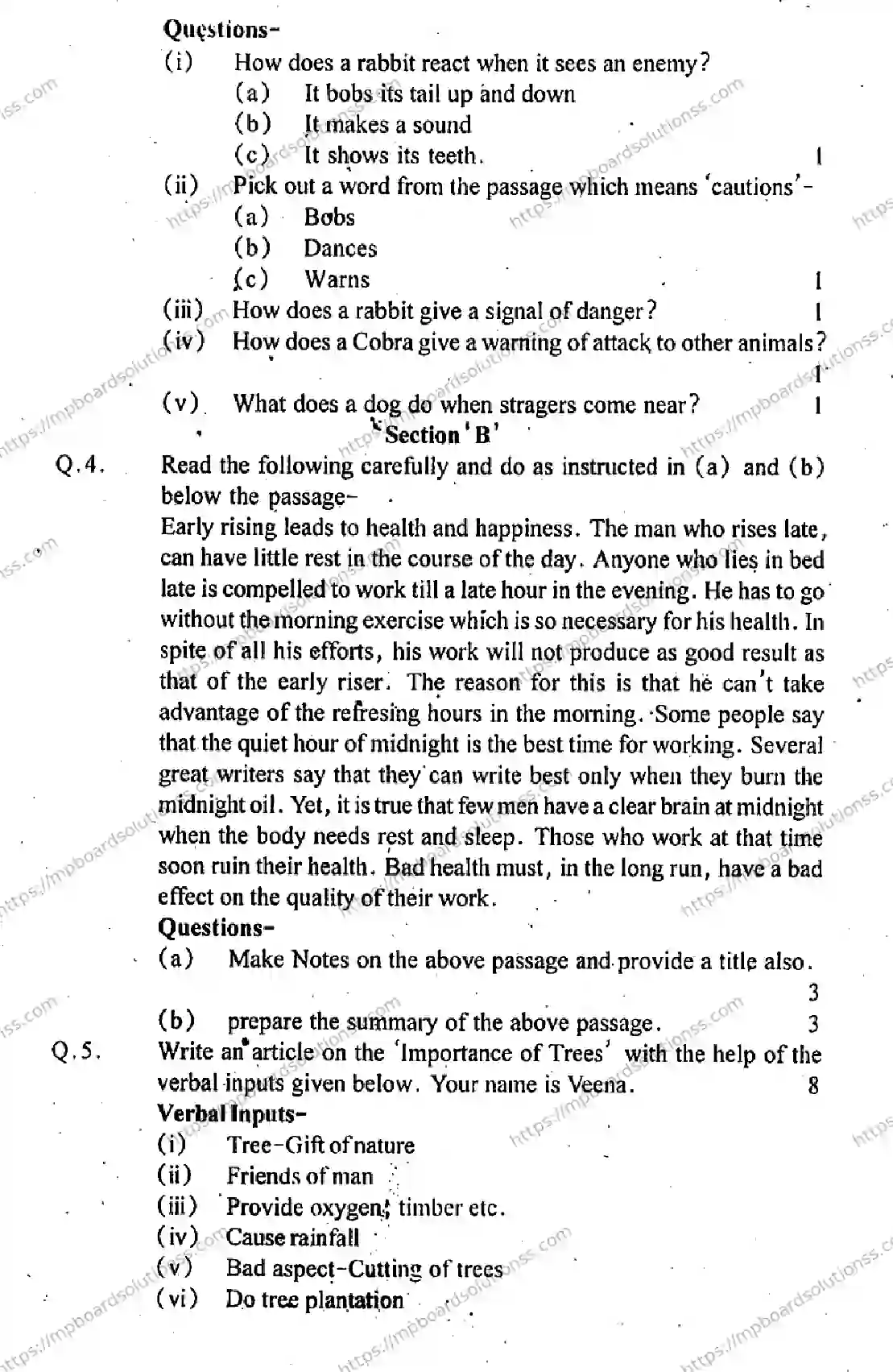 MP Board Class 10 English General-519395 Final Paper 2012 Image 3