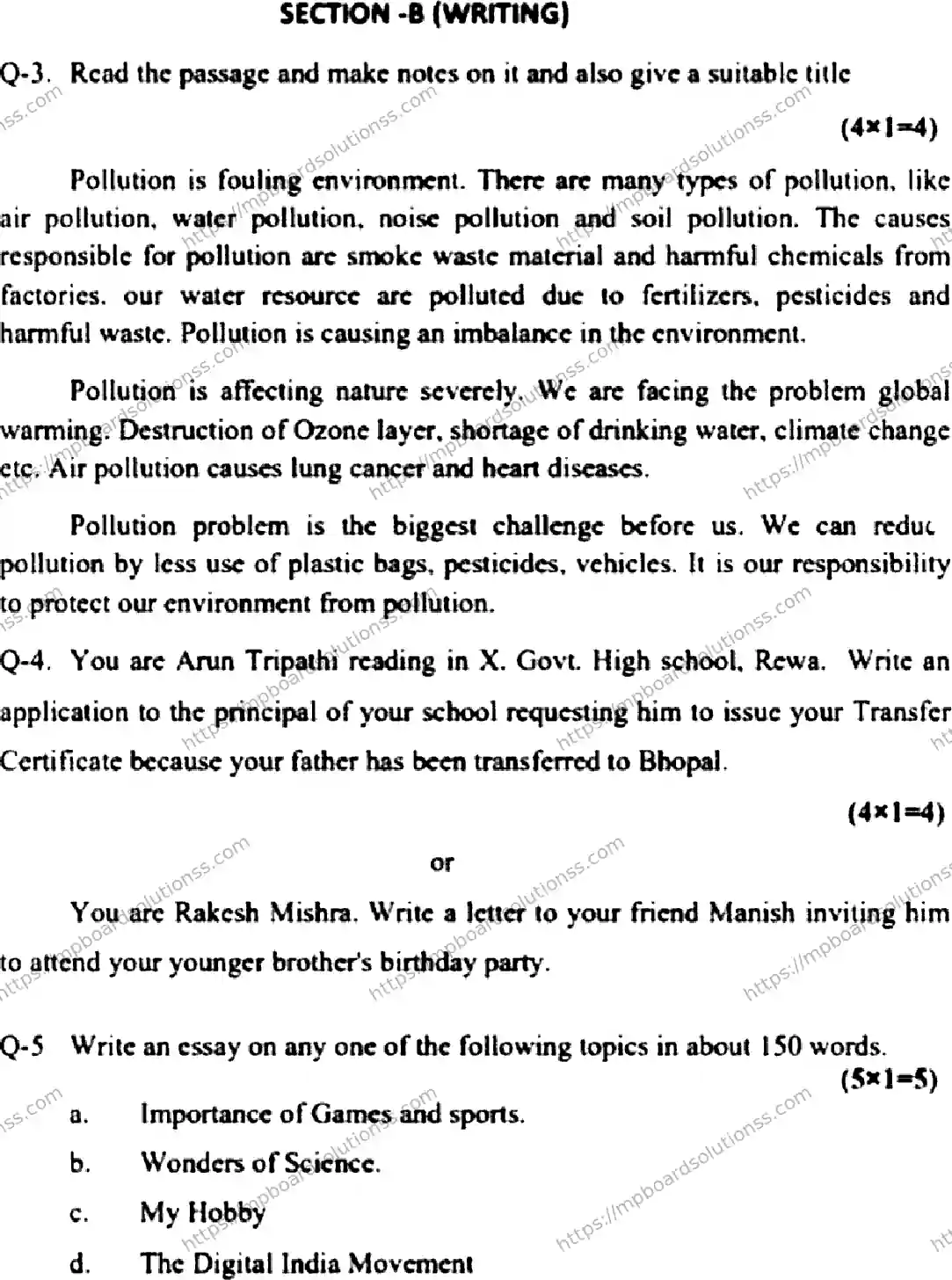 MP Board Class 10 English General HE-531670 Final Paper 2022 Image 4