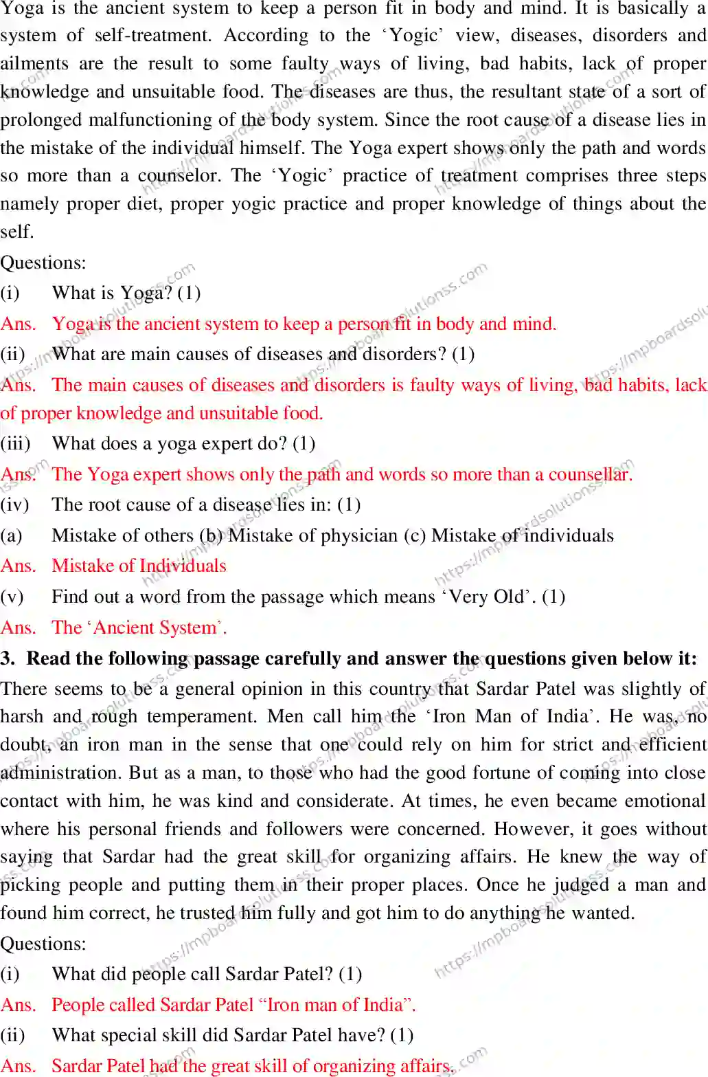 MP Board Class 10 English General With Answer-829173 Final Paper 2018 Image 2