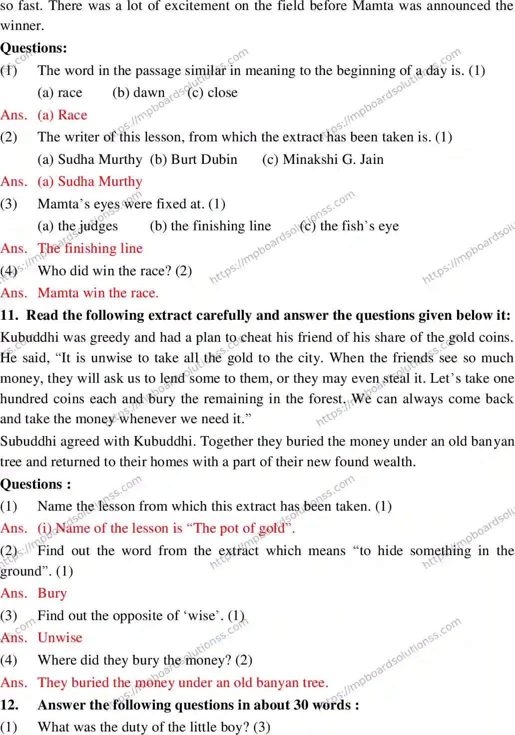 MP Board Class 10 English General With Answer-829173 Final Paper 2018 Image 9