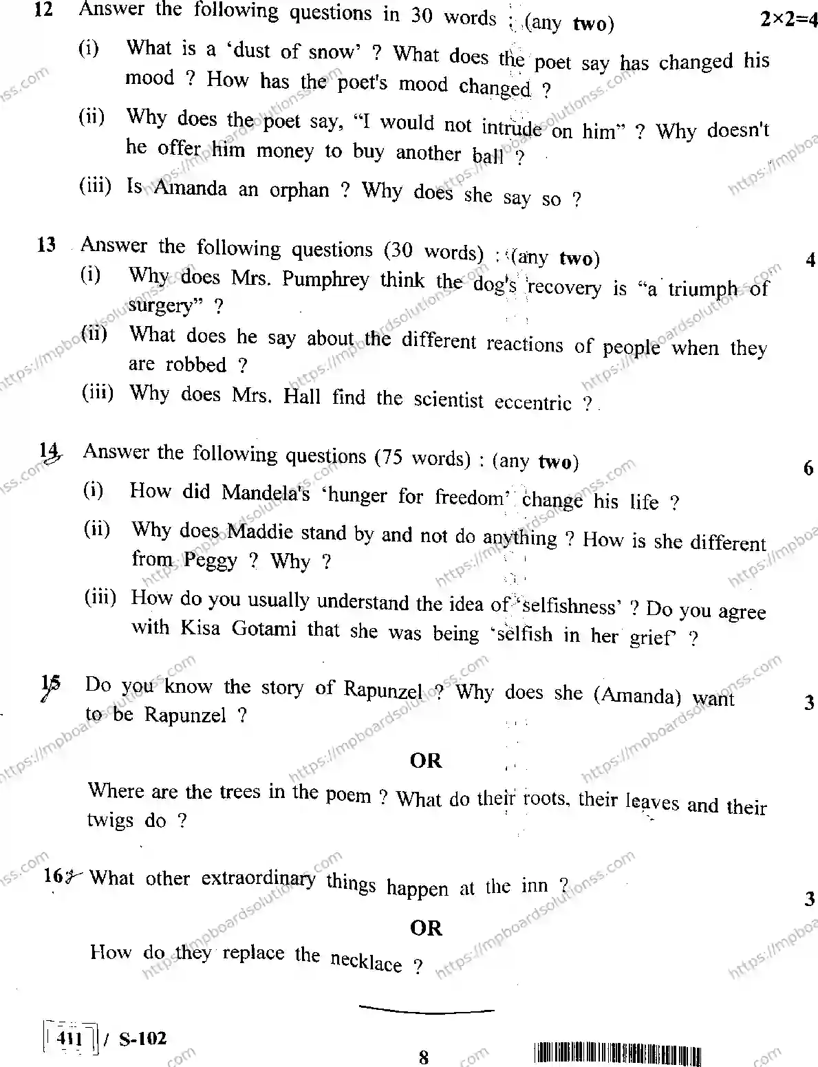 MP Board Class 10 English HE-901326 Final Paper 2022 Image 8