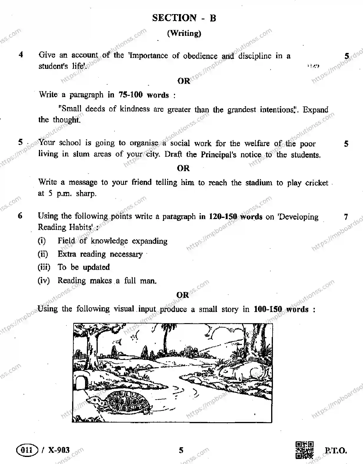MP Board Class 10 English Special-107549 Final Paper 2019 Image 5