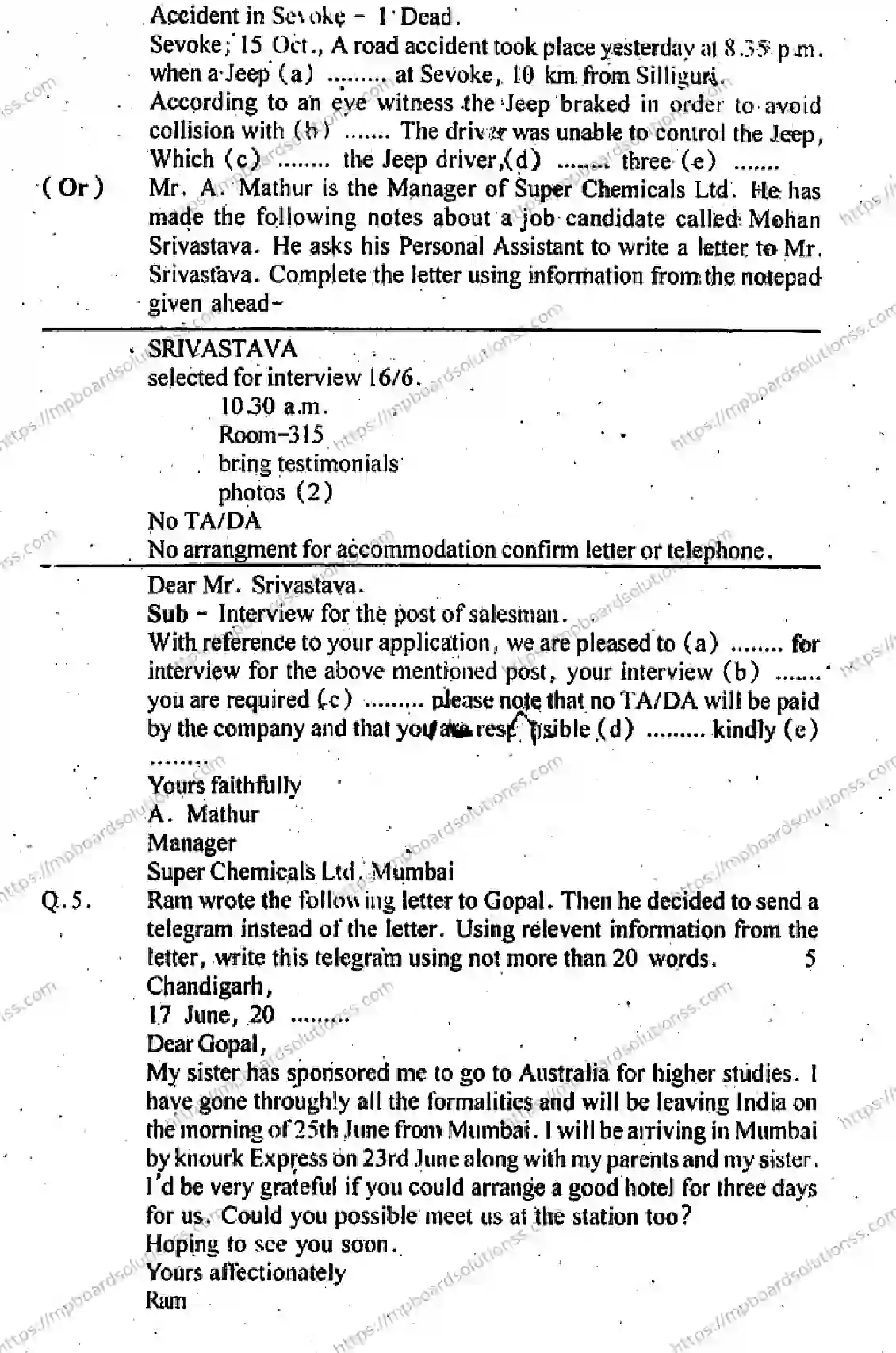 MP Board Class 10 English Special-729350 Final Paper 2012 Image 4