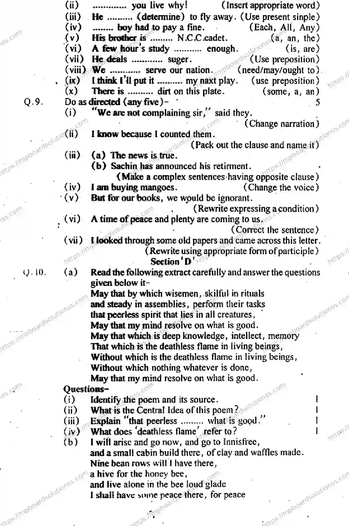 MP Board Class 10 English Special-729350 Final Paper 2012 Image 6