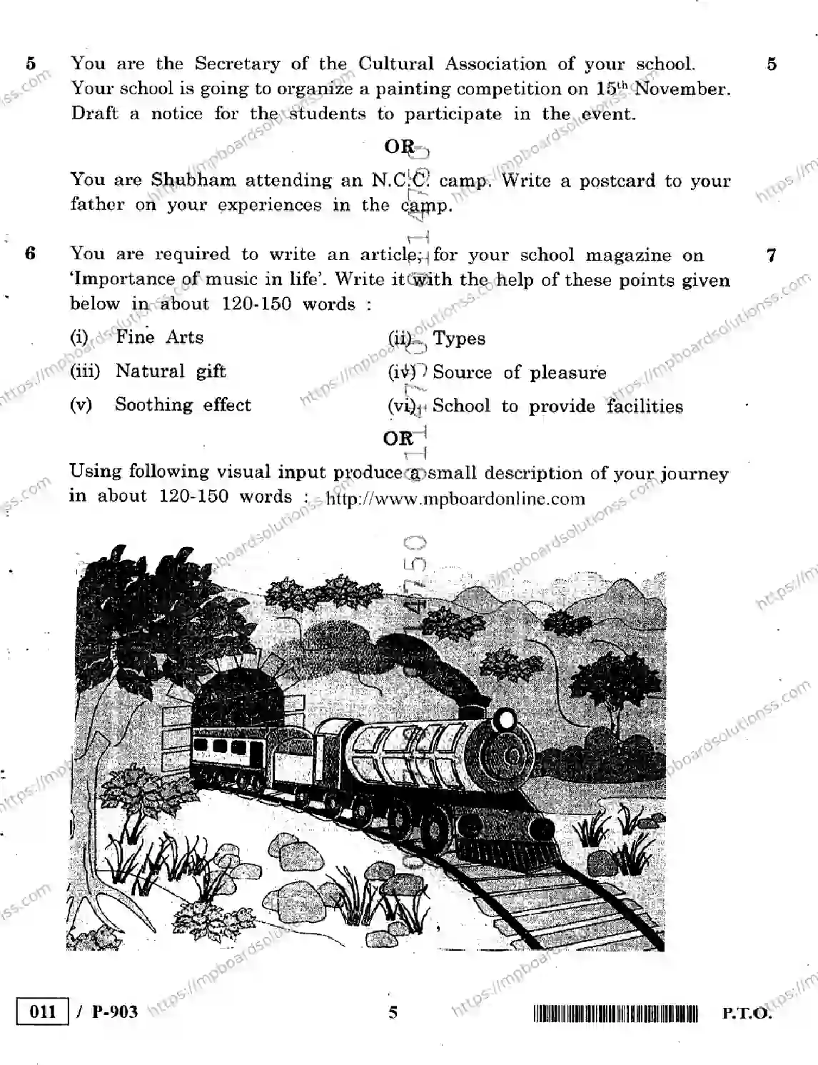 MP Board Class 10 English Special-749056 Final Paper 2020 Image 5