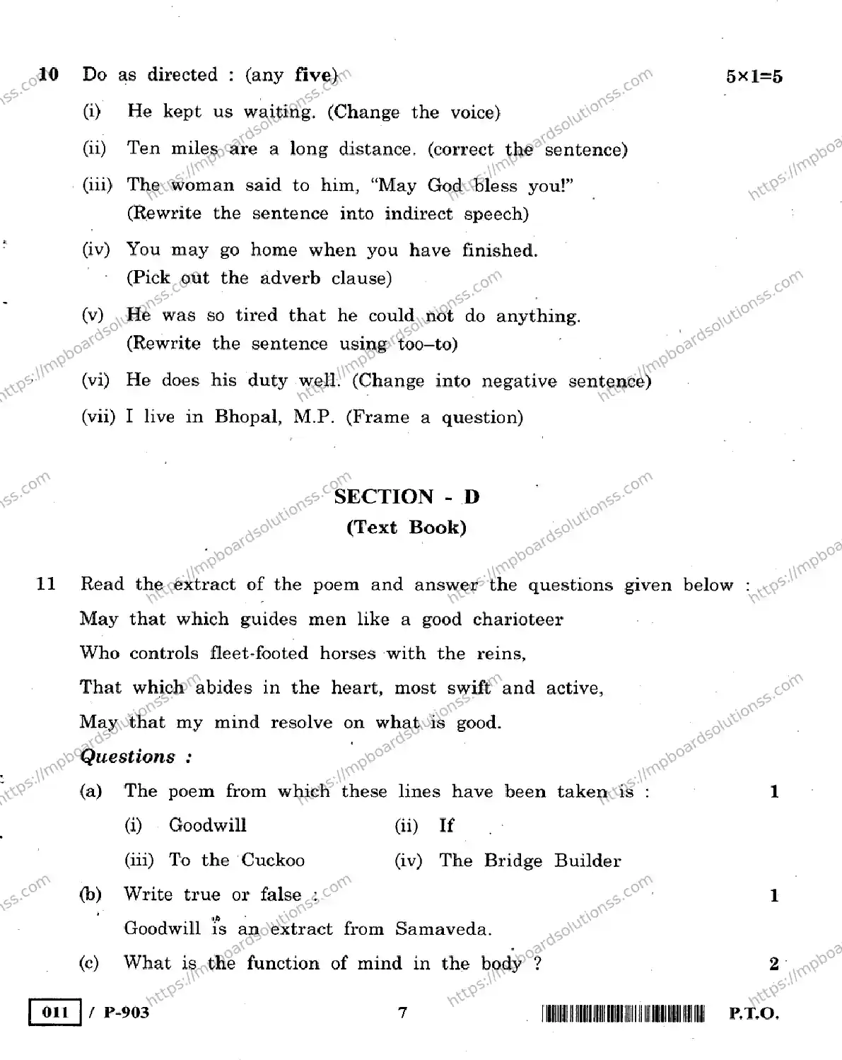 MP Board Class 10 English Special-749056 Final Paper 2020 Image 7