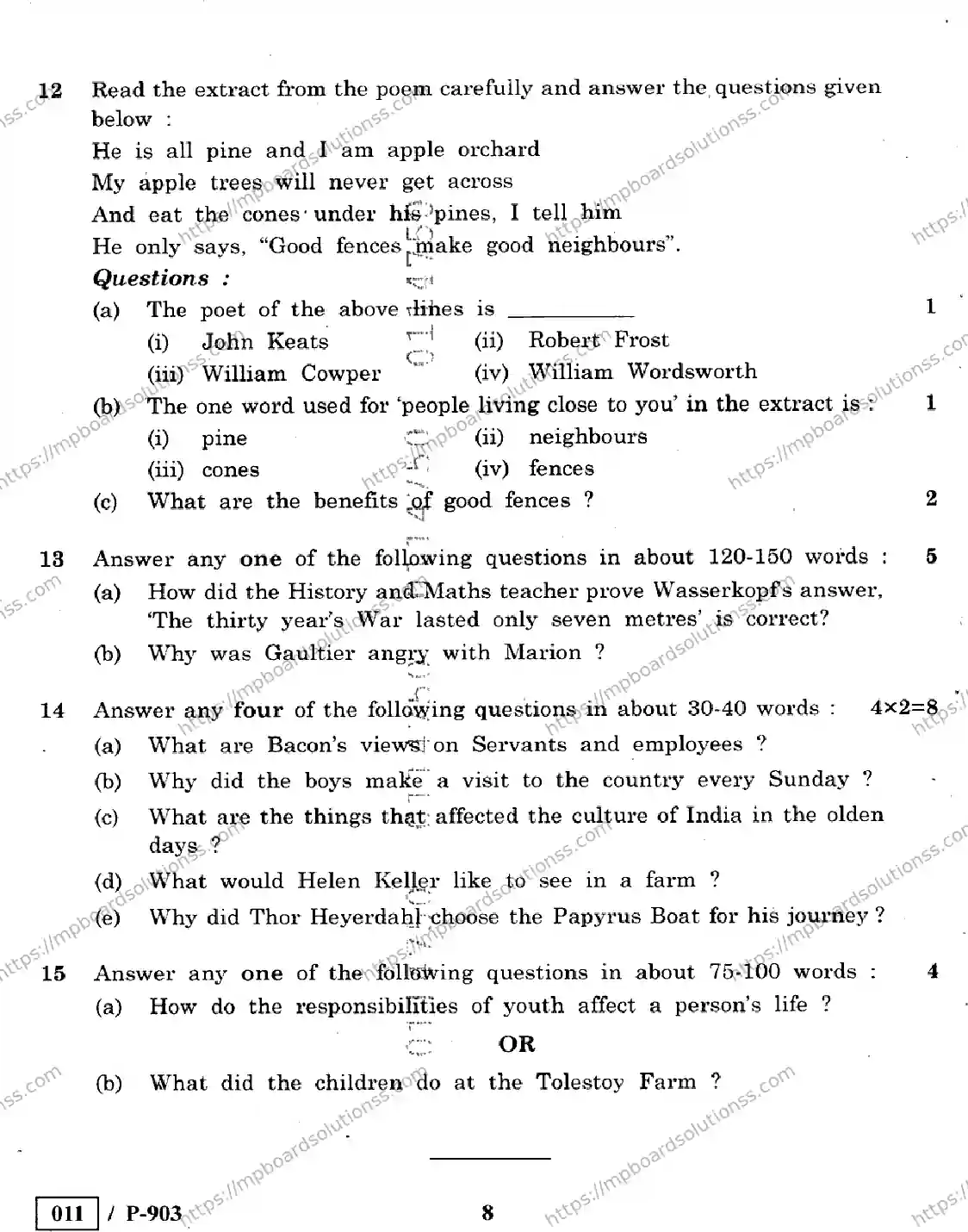 MP Board Class 10 English Special-749056 Final Paper 2020 Image 8