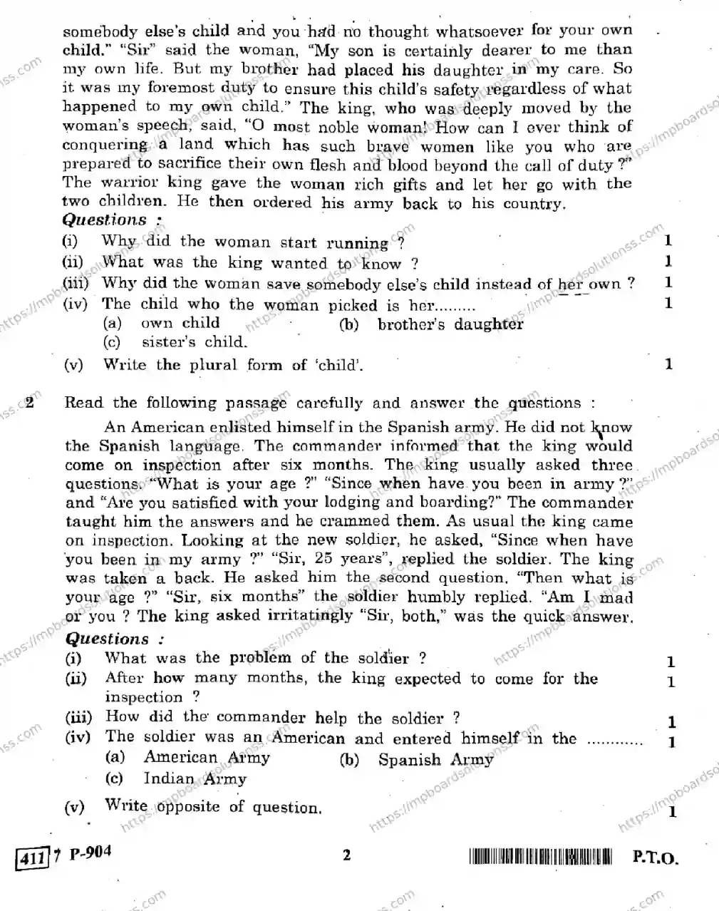 MP Board Class 10 General English-601784 Final Paper 2020 Image 2