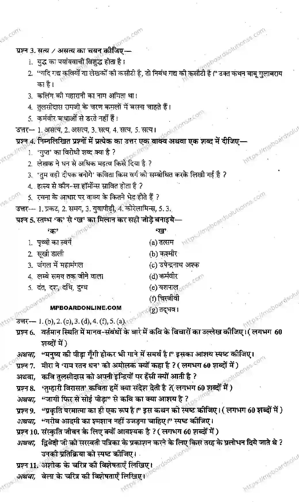 MP Board Class 10 General Hindi EM-790378 Final Paper 2013 Image 2