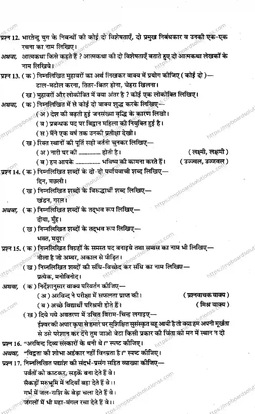 MP Board Class 10 General Hindi EM-790378 Final Paper 2013 Image 3