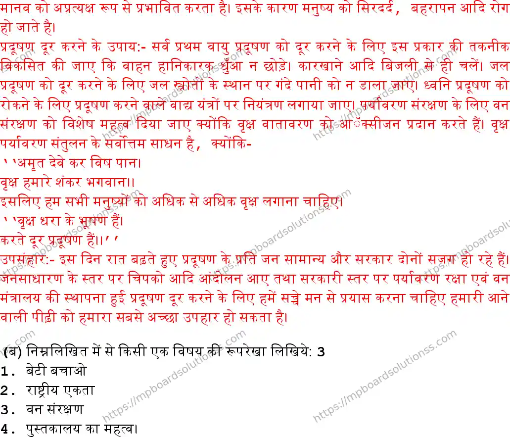 MP Board Class 10 Hindi Special With Answer-203676 Final Paper 2017 Image 11