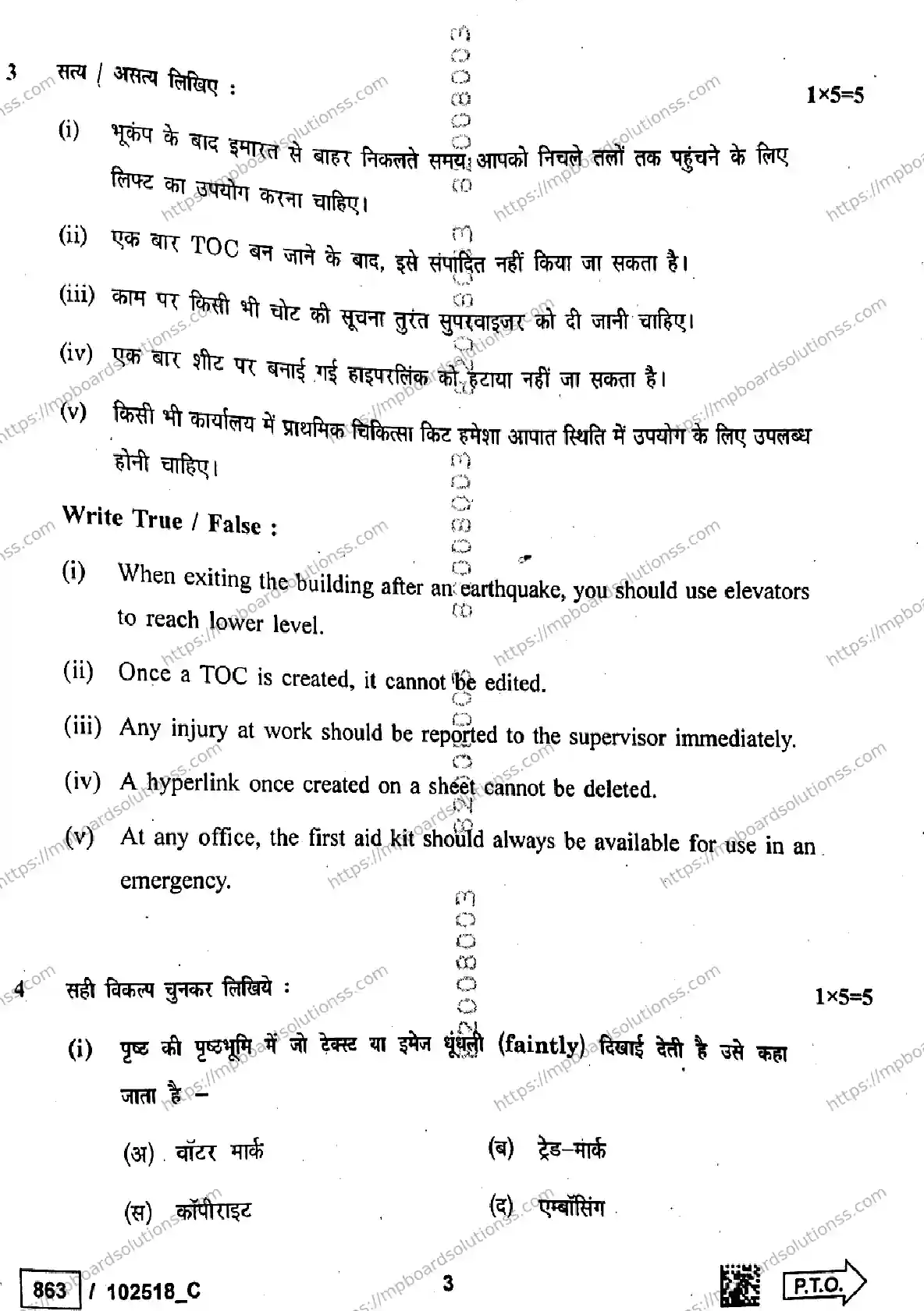 MP Board Class 10 IT, ITes, Domestic DEO Set C-756270 Final Paper 2025 Image 3