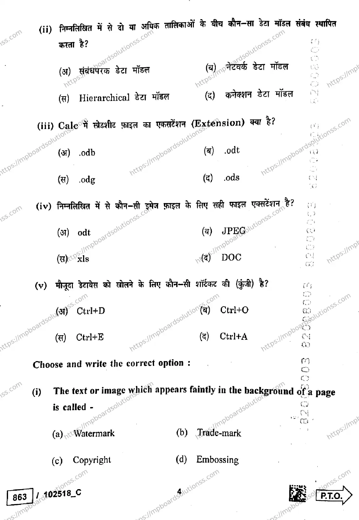 MP Board Class 10 IT, ITes, Domestic DEO Set C-756270 Final Paper 2025 Image 4
