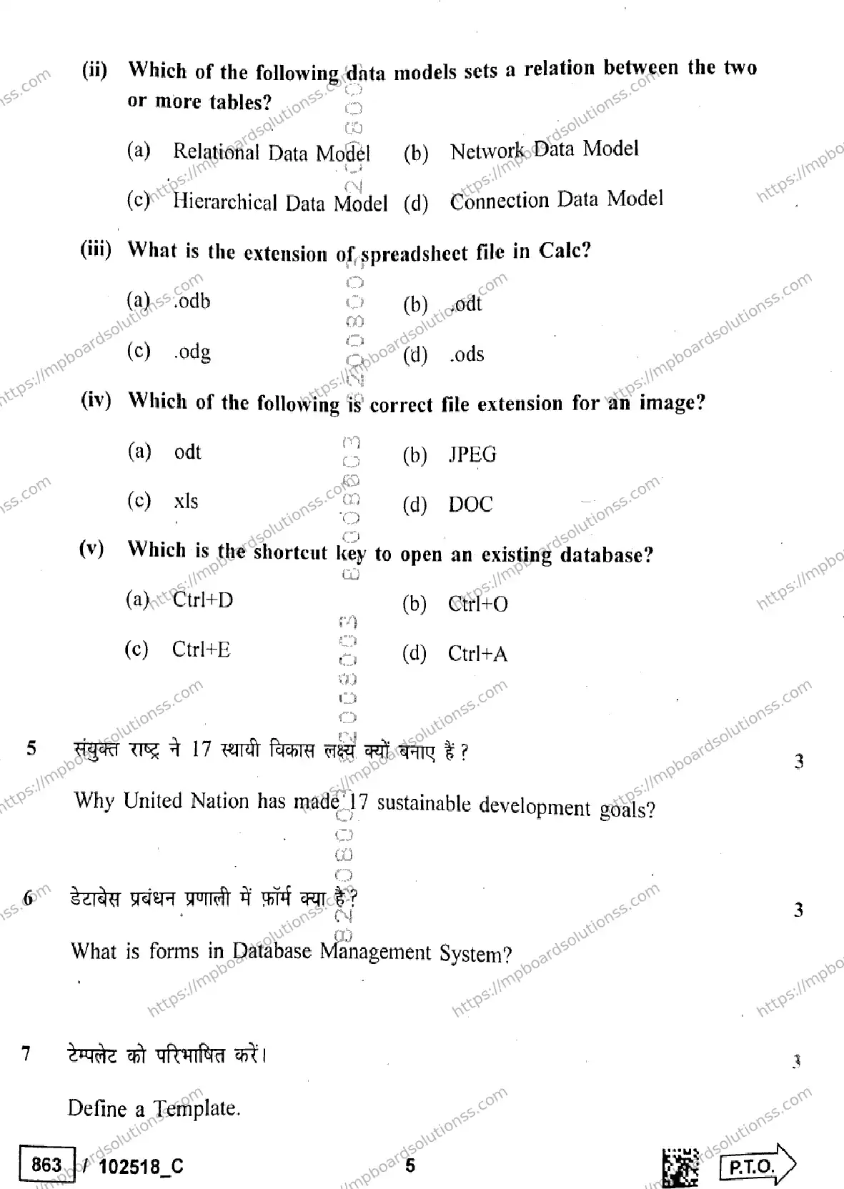 MP Board Class 10 IT, ITes, Domestic DEO Set C-756270 Final Paper 2025 Image 5