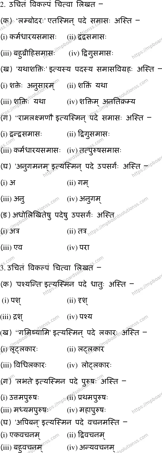 MP Board Class 10 Sanskrit General-695532 Final Paper 2020 Image 2