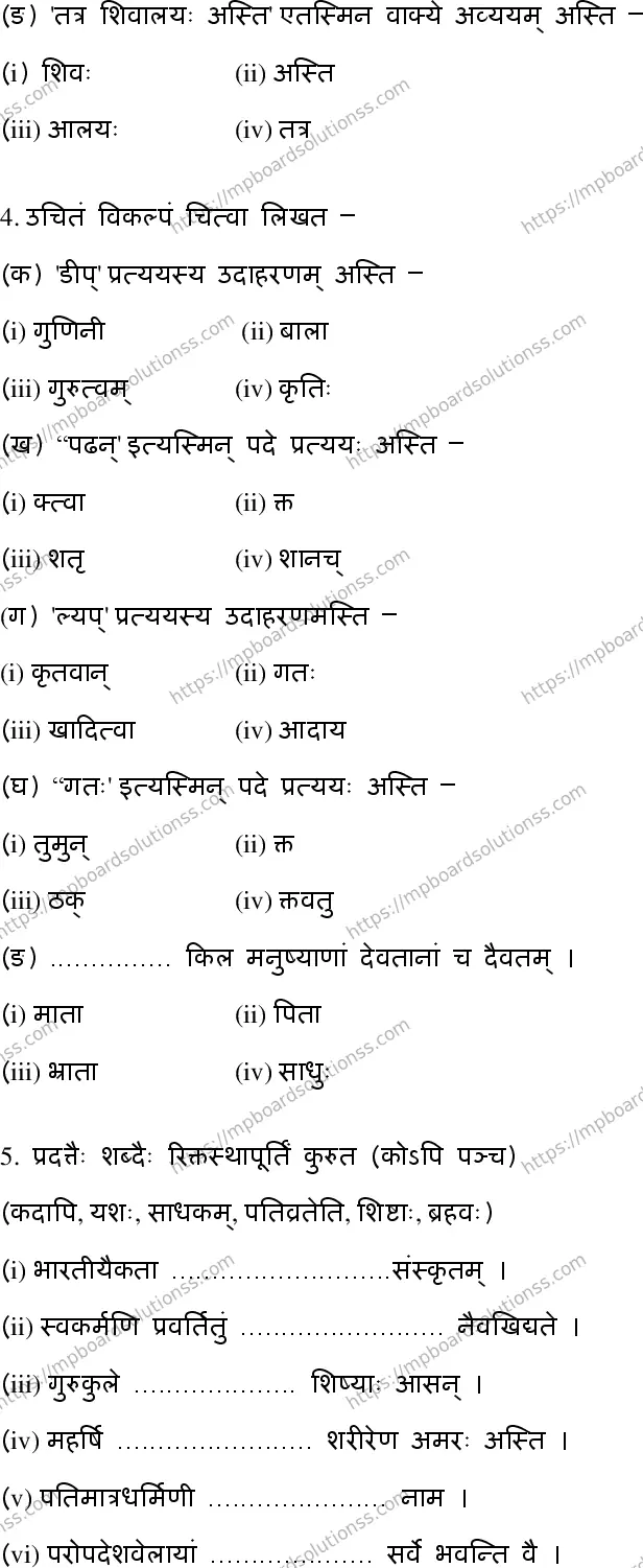 MP Board Class 10 Sanskrit General-695532 Final Paper 2020 Image 3
