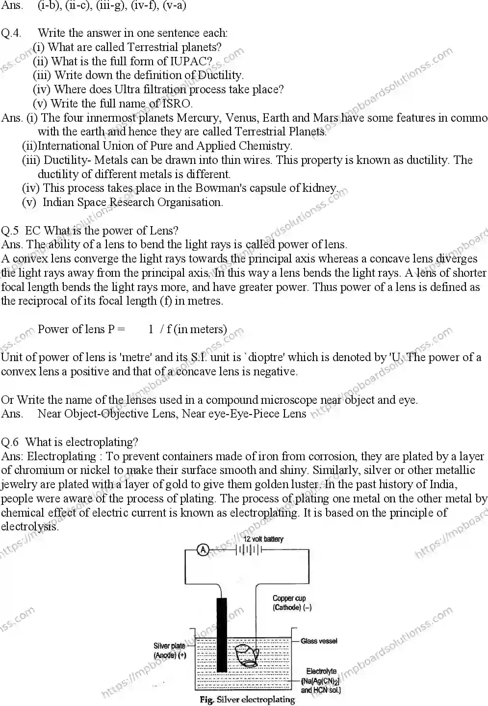 MP Board Class 10 Science EM With Answer-134750 Final Paper 2015 Image 2