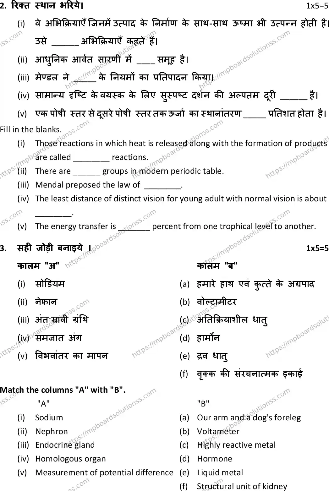 MP Board Class 10 Science HE-860643 Final Paper 2019 Image 3