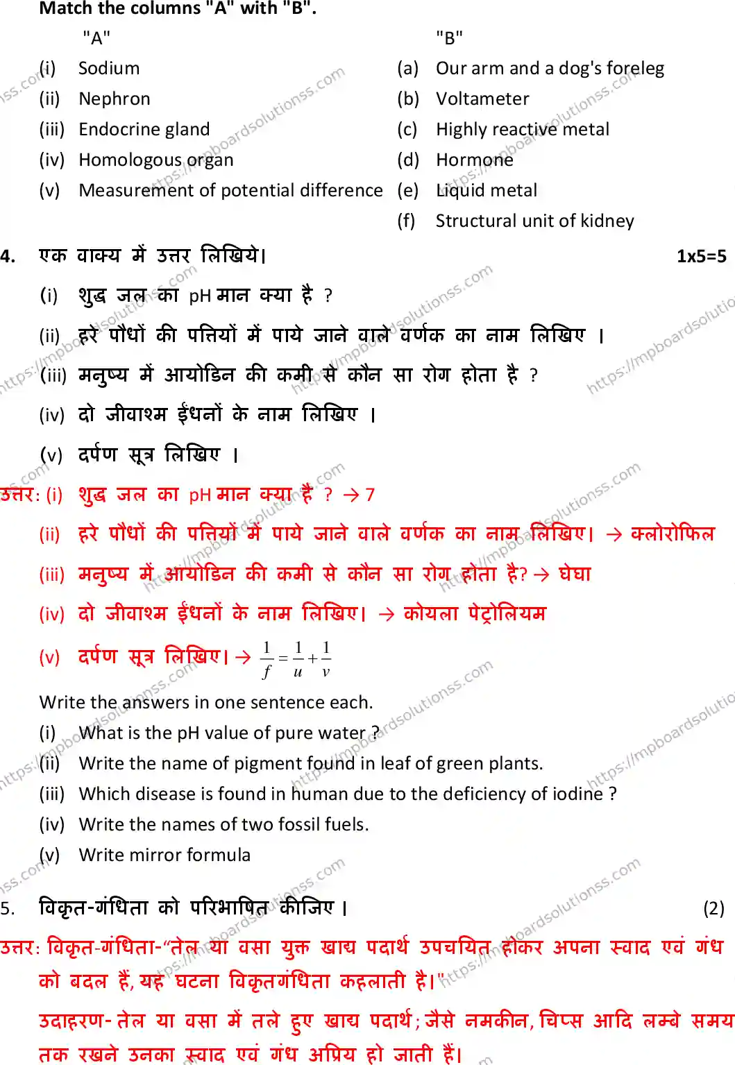 MP Board Class 10 Science HE With Answer-770200 Final Paper 2019 Image 4