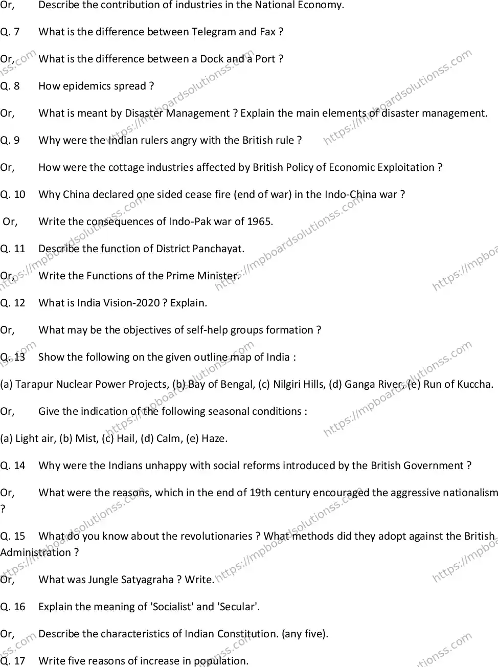 MP Board Class 10 Social Science EM-126562 Final Paper 2013 Image 3