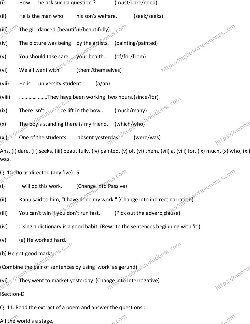 MP Board Class 10 Special English EM-487483 Final Paper 2014 Image 6