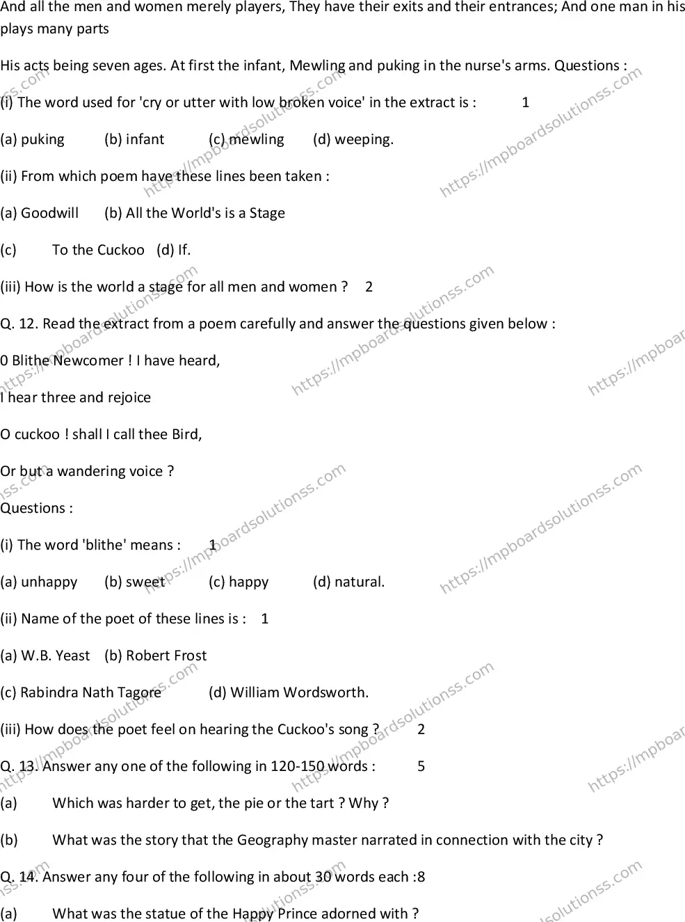 MP Board Class 10 Special English EM-487483 Final Paper 2014 Image 7