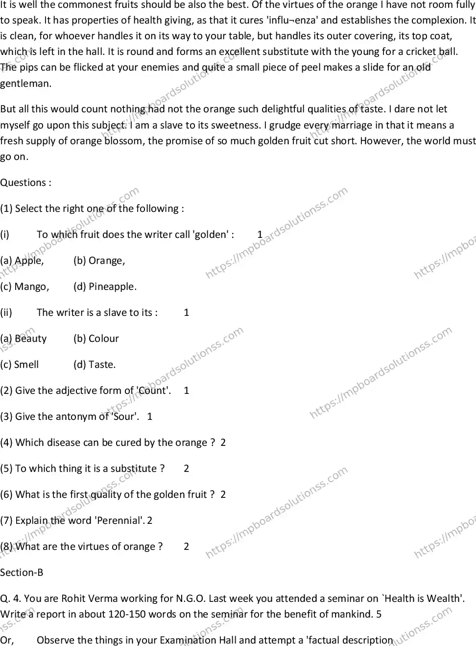 MP Board Class 10 Special English EM-507032 Final Paper 2016 Image 3