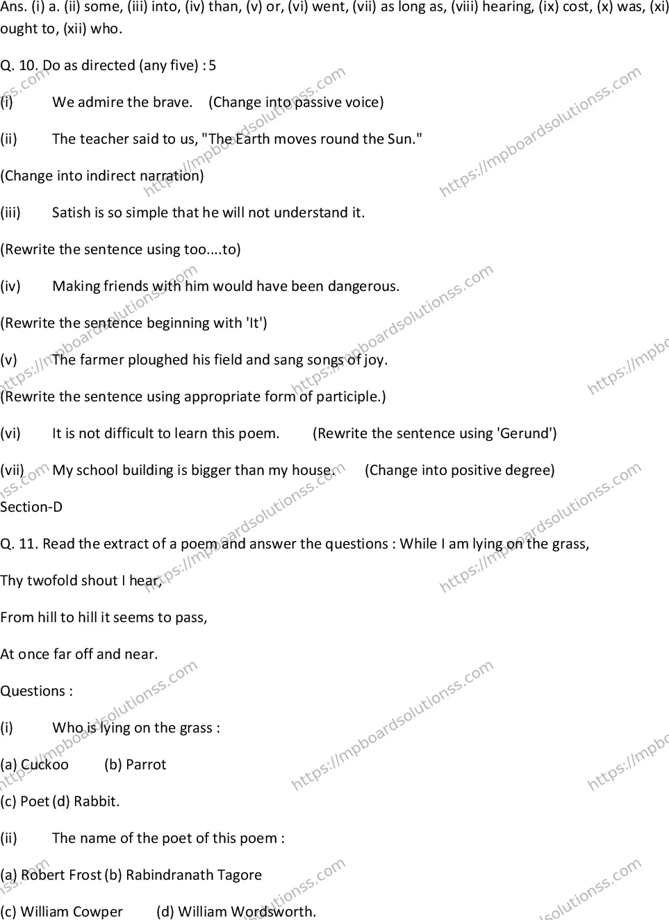 MP Board Class 10 Special English EM-507032 Final Paper 2016 Image 6