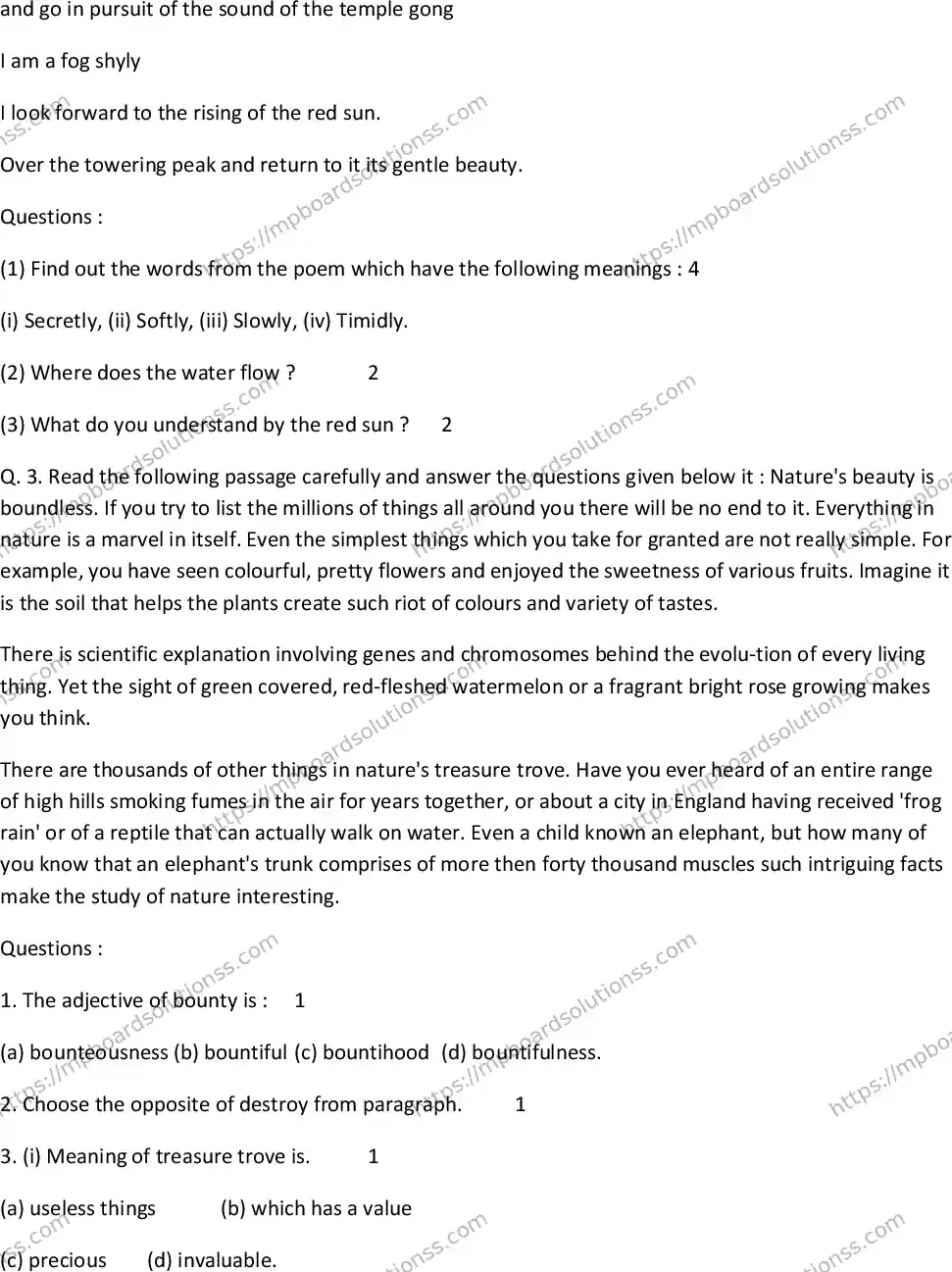 MP Board Class 10 Special English EM-672164 Final Paper 2017 Image 2