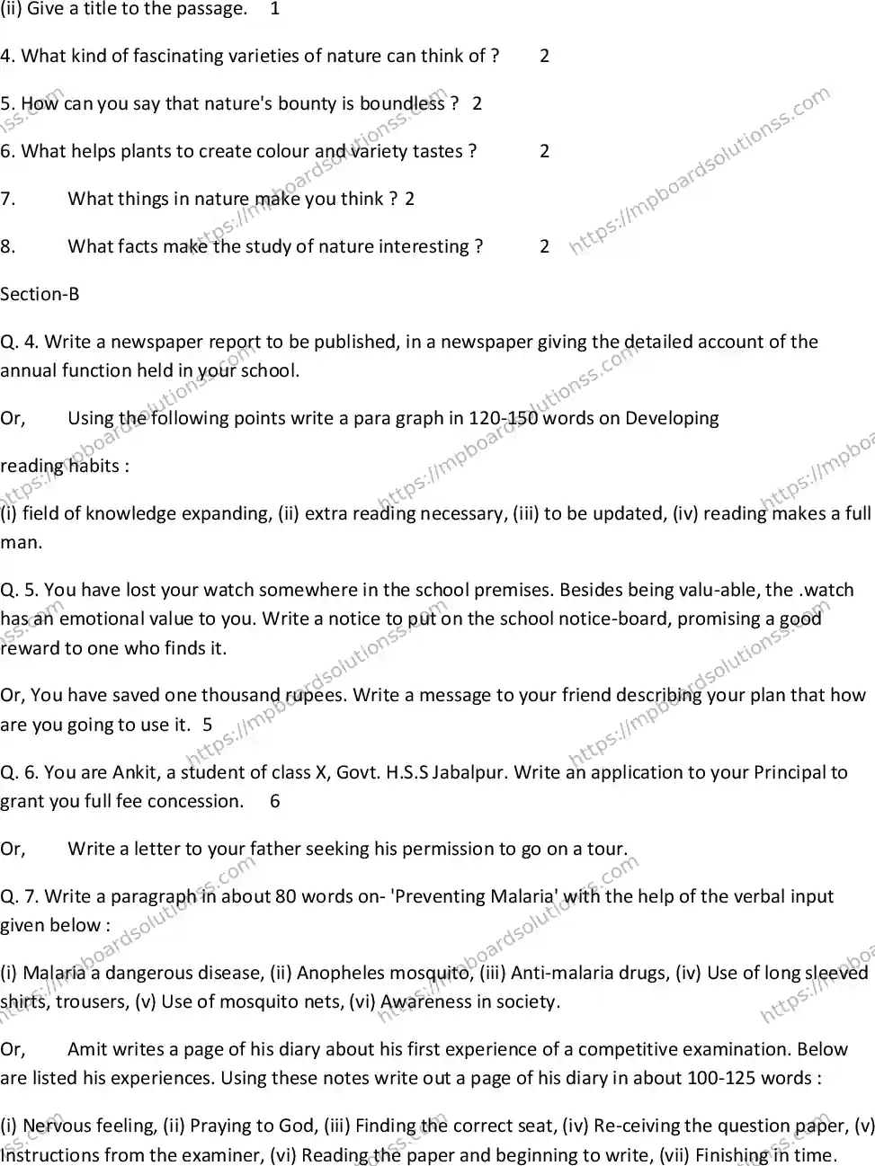 MP Board Class 10 Special English EM-672164 Final Paper 2017 Image 3