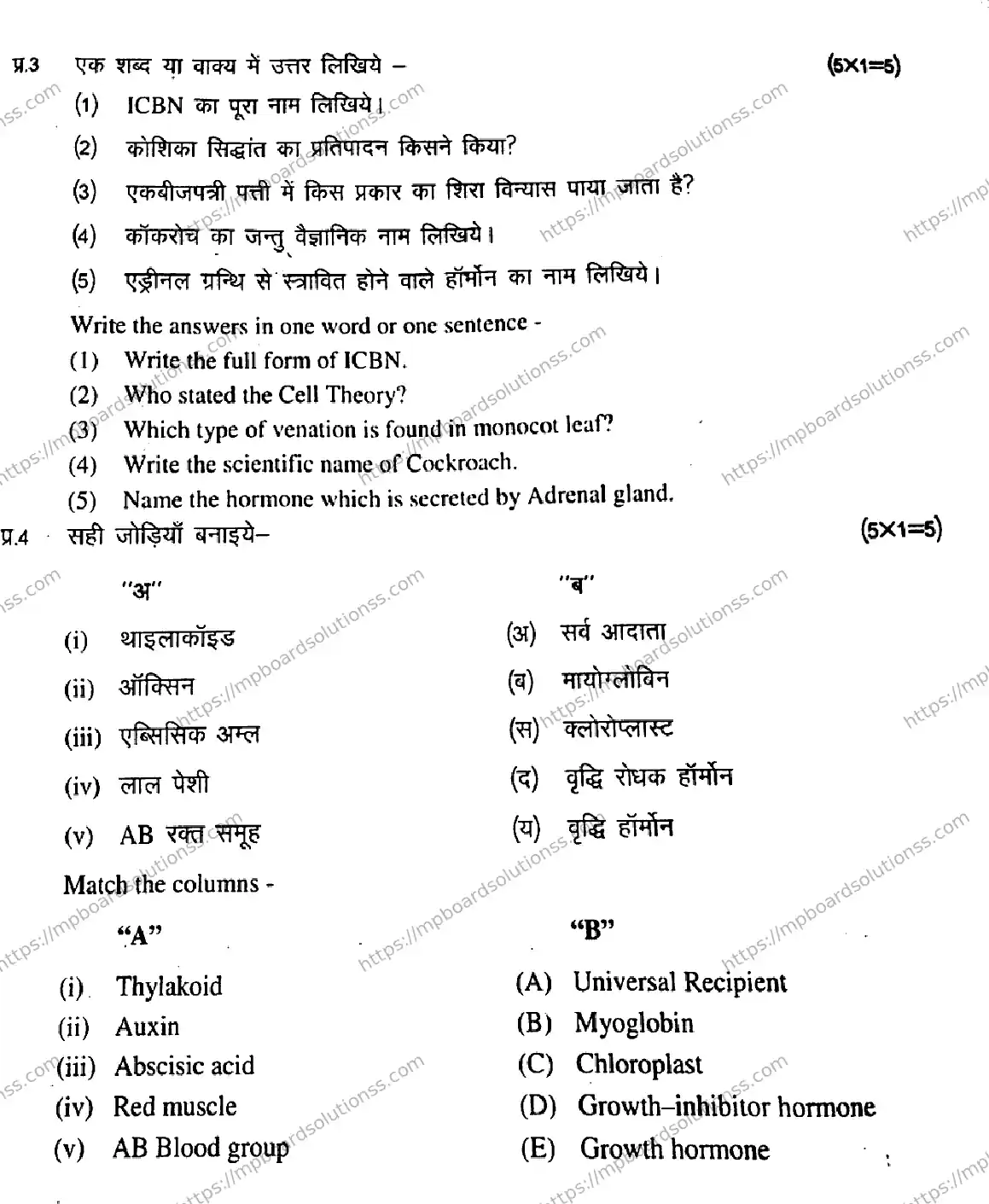 MP Board Class 11 Biology-301292 Final Paper 2020 Image 5