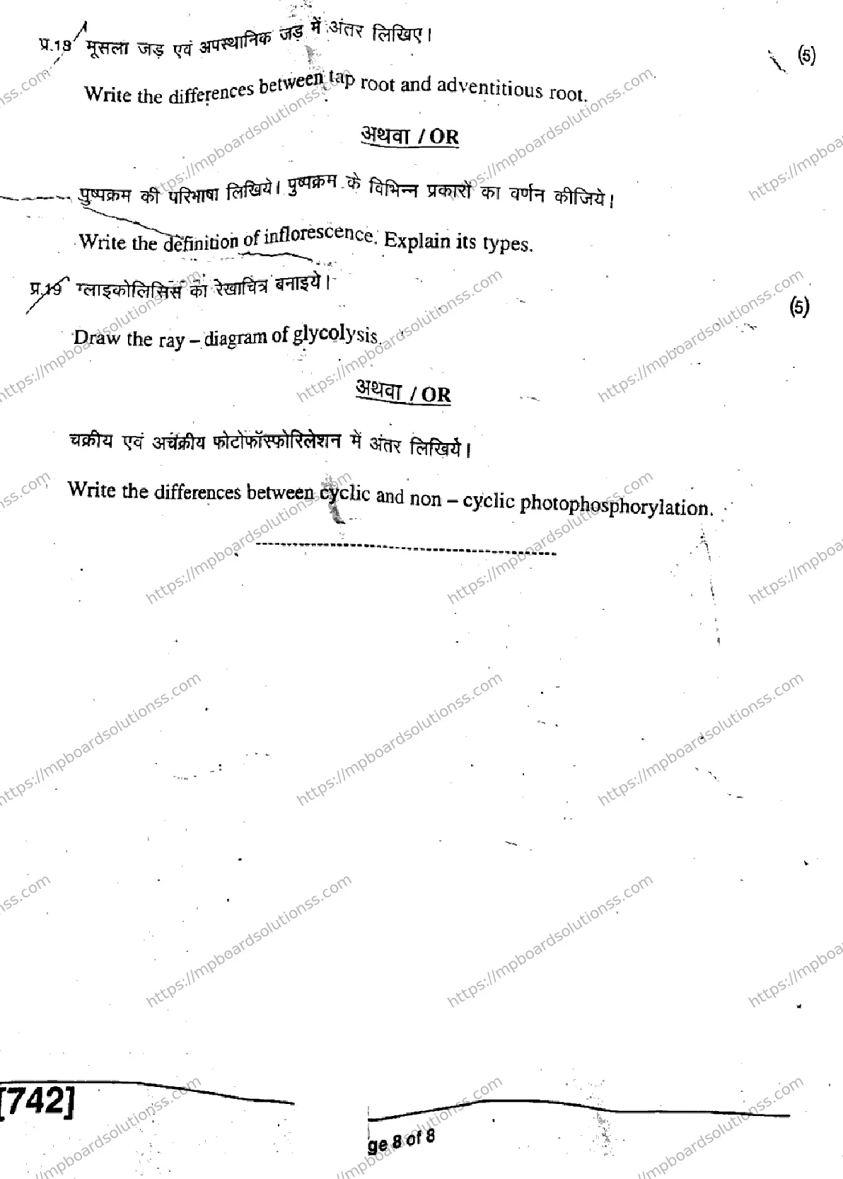 MP Board Class 11 Biology HE-375656 Final Paper 2019 Image 8