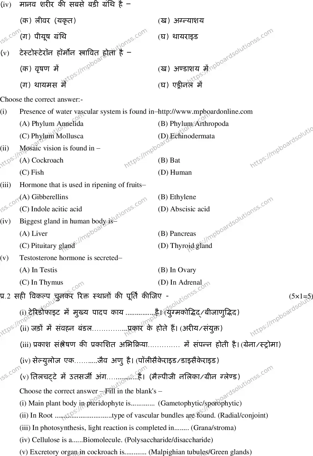 MP Board Class 11 Biology HE-552653 Final Paper 2020 Image 2